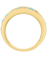 Effy Collection Diamond (1/3 ct. t.w.) and Turquoise Ring in 14k Yellow Gold