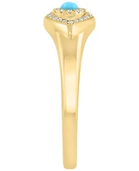 Effy Collection Diamond (1/10 ct. t.w.) and Turquoise Ring in 14k Yellow Gold