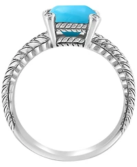 Effy Collection Diamond Accent (0.03 ct. t.w.) and Turquoise Ring in Sterling Silver