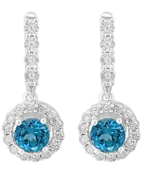 Effy Collection Blue Topaz (2 ct. t.w.) & Diamond (1/8 ct. t.w.) Earrings in Sterling Silver