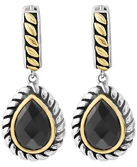 Effy Collection Onyx Drop Earrings in Sterling Silver with 18k Yellow Gold