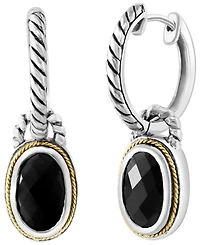 Effy Collection Onyx Earrings in Sterling Silver with 18k Yellow Gold