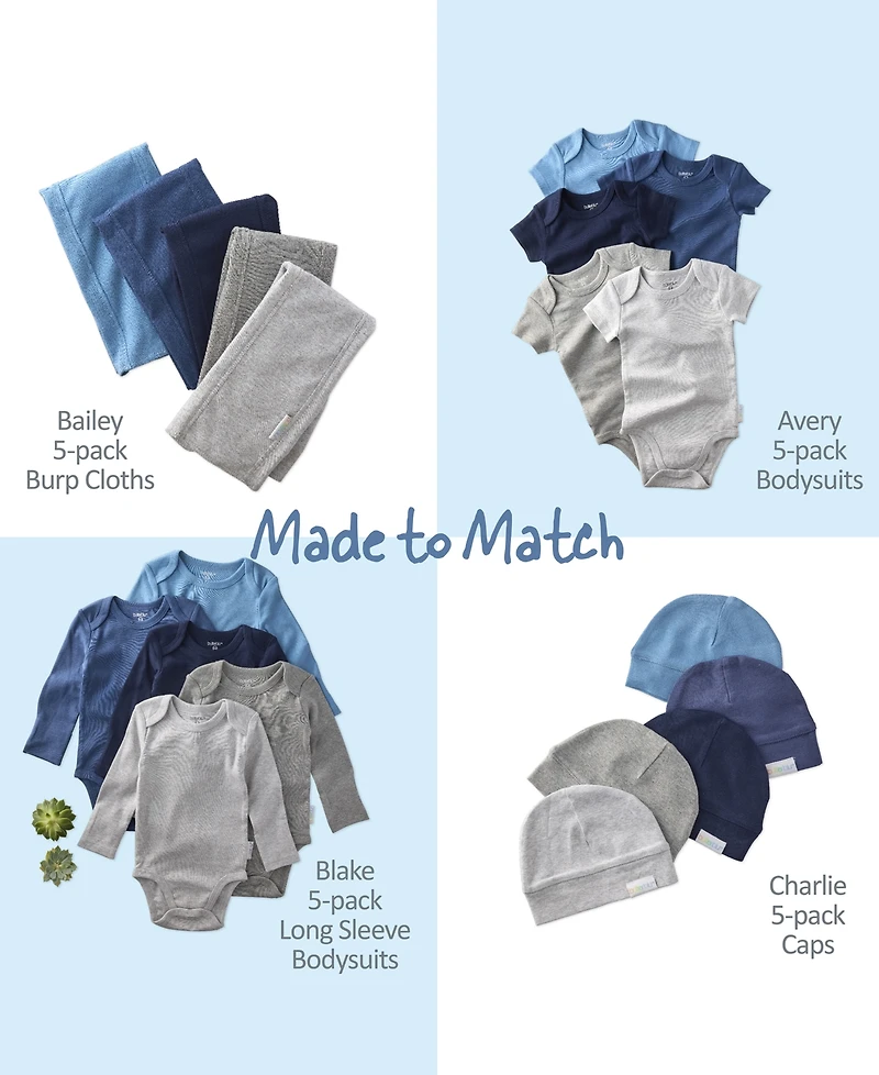 butterblu Baby Boys' or Girls' Short-Sleeve Bodysuit, 5-Pack