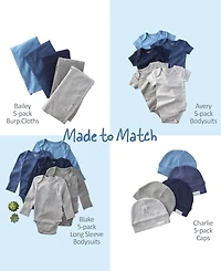 butterblu Baby Boys' or Girls' Short-Sleeve Bodysuit, 5-Pack