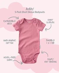 butterblu Baby Boys' or Girls' Short-Sleeve Bodysuit, 5-Pack
