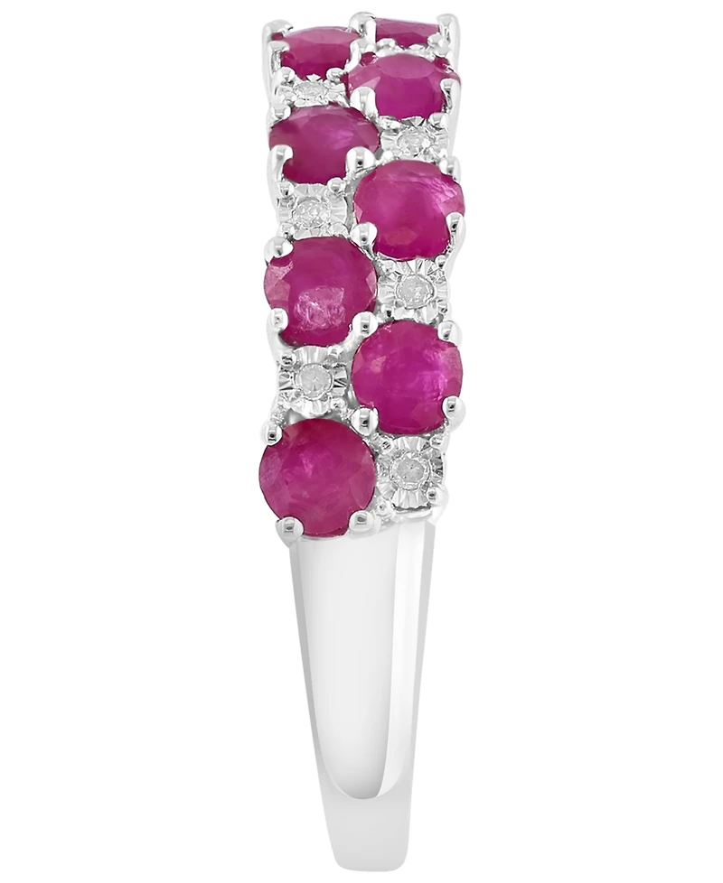 Effy Collection Ruby (1-1/6 ct. t.w.) & Diamond (1/20 ct. t.w.) Ring in Sterling Silver
