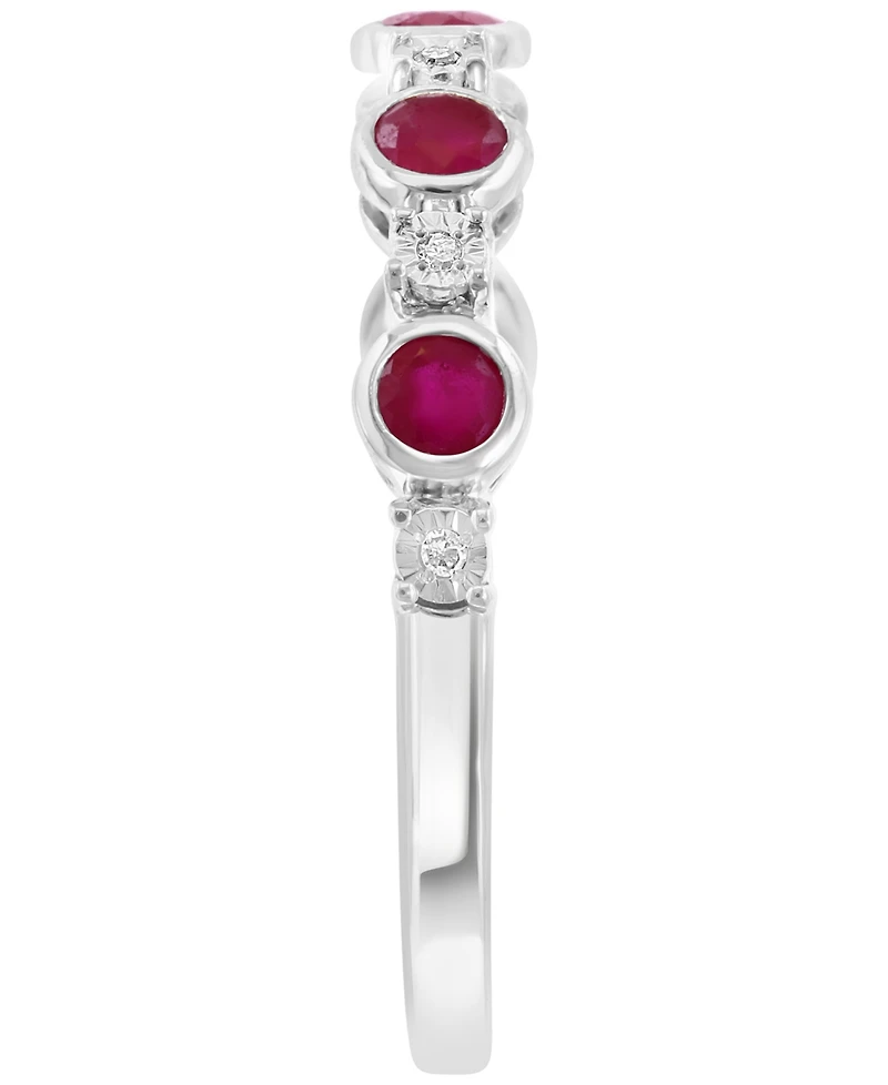 Effy Collection Emerald (3/8 ct. t.w.) & Diamond (0.02 Ring Sterling Silver (Also Available Tanzanite Ruby)