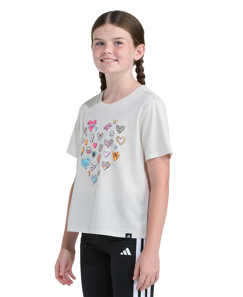 adidas Girls' 8-16 Short-Sleeve Graphic Heather T-Shirt