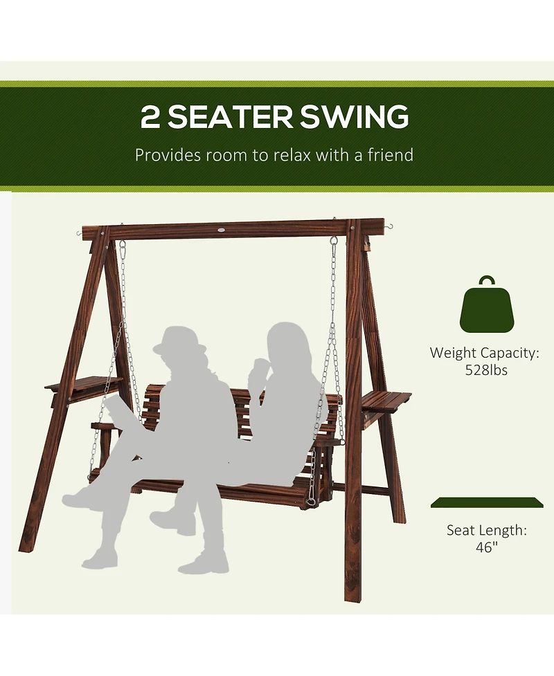 Outsunny 2-Seat Patio Swing Chair, Porch Swing with Sd,