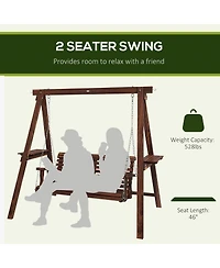 Outsunny 2-Seat Patio Swing Chair, Porch Swing with Sd,