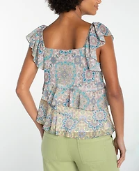 Liverpool Los Angeles Women's Flutter-Sleeve Draped Blouse