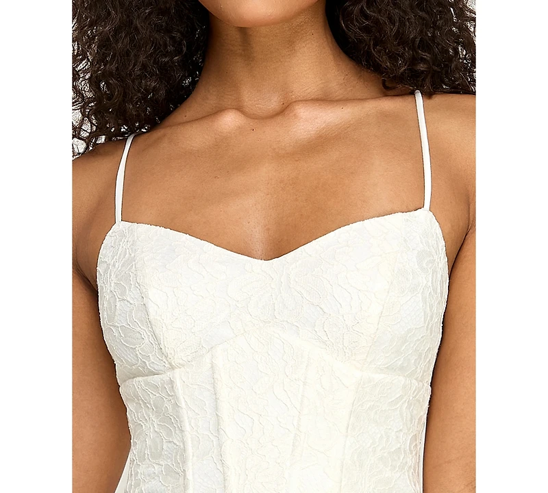Seni & Cade Juniors' Sweetheart Neck Lace Corset Dress