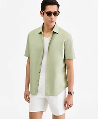 Alfani Men's Short-Sleeve Solid Textured Shirt, Created for Macy's