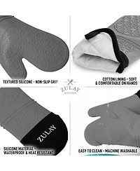 Zulay Kitchen Non Slip Grip Oven Mitts Heat Resistant - Long Protective Oven Gloves