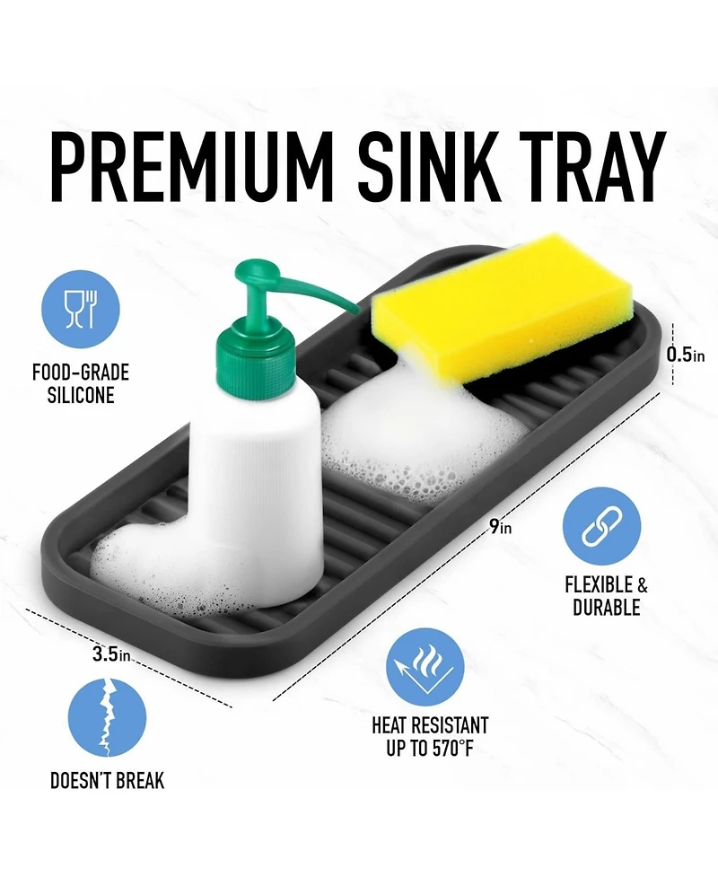 Silicone Sponge Holder for Kitchen Sink - Flexible Multipurpose Soap Tray Organizer