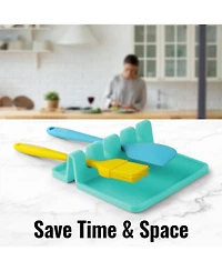 Silicone Utensil Rest with Drip Pad for Multiple Utensils