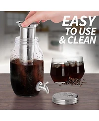 1.5 Liter Cold Brew Coffee Maker with Extra Thick Glass Carafe & Stainless Steel Mesh Filter