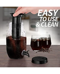 1.5 Liter Cold Brew Coffee Maker with Extra Thick Glass Carafe & Stainless Steel Mesh Filter