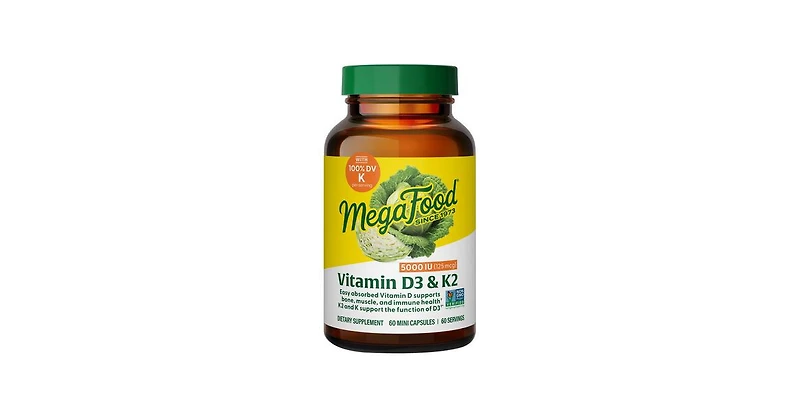 MegaFood Vitamin D3 with K & K2, 5000 Iu 60 Caps