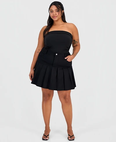 Full Circle Trends Trendy Plus Pleated-Hem Mini Skort