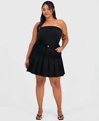 Full Circle Trends Trendy Plus Pleated-Hem Mini Skort