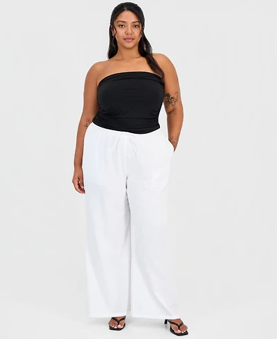 Full Circle Trends Trendy Plus Drawstring-Waist Wide-Leg Pants
