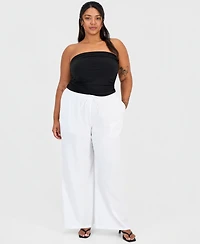 Full Circle Trends Trendy Plus Drawstring-Waist Wide-Leg Pants
