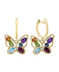 Lali Jewels Gemstone & Diamond (1/5 ct. t.w.) Butterfly Drop Earrings 14k Gold or Rose