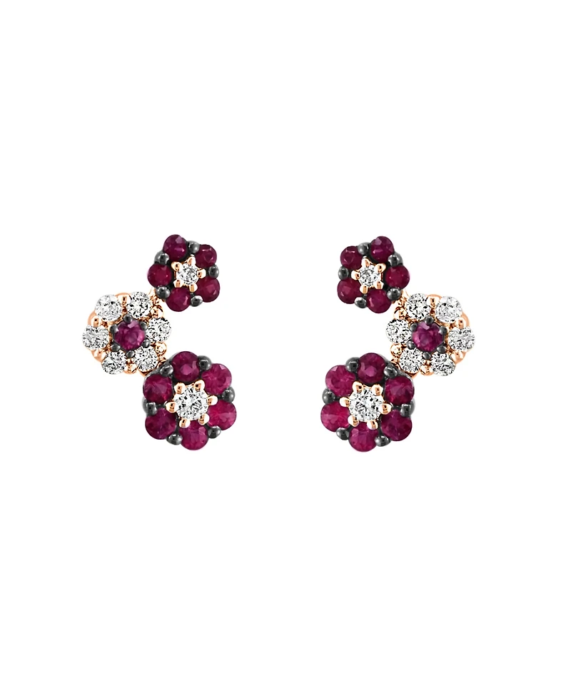Lali Jewels Sapphire (1/2 ct. t.w.) & Diamond (1/5 Flower Cluster Stud Earrings 14k White Gold (Also Available Ruby)