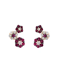 Lali Jewels Sapphire (1/2 ct. t.w.) & Diamond (1/5 Flower Cluster Stud Earrings 14k White Gold (Also Available Ruby)