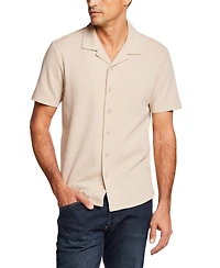 Weatherproof Vintage Men's Short-Sleeve Variegated Microstripe Coatfront Knit Shirt