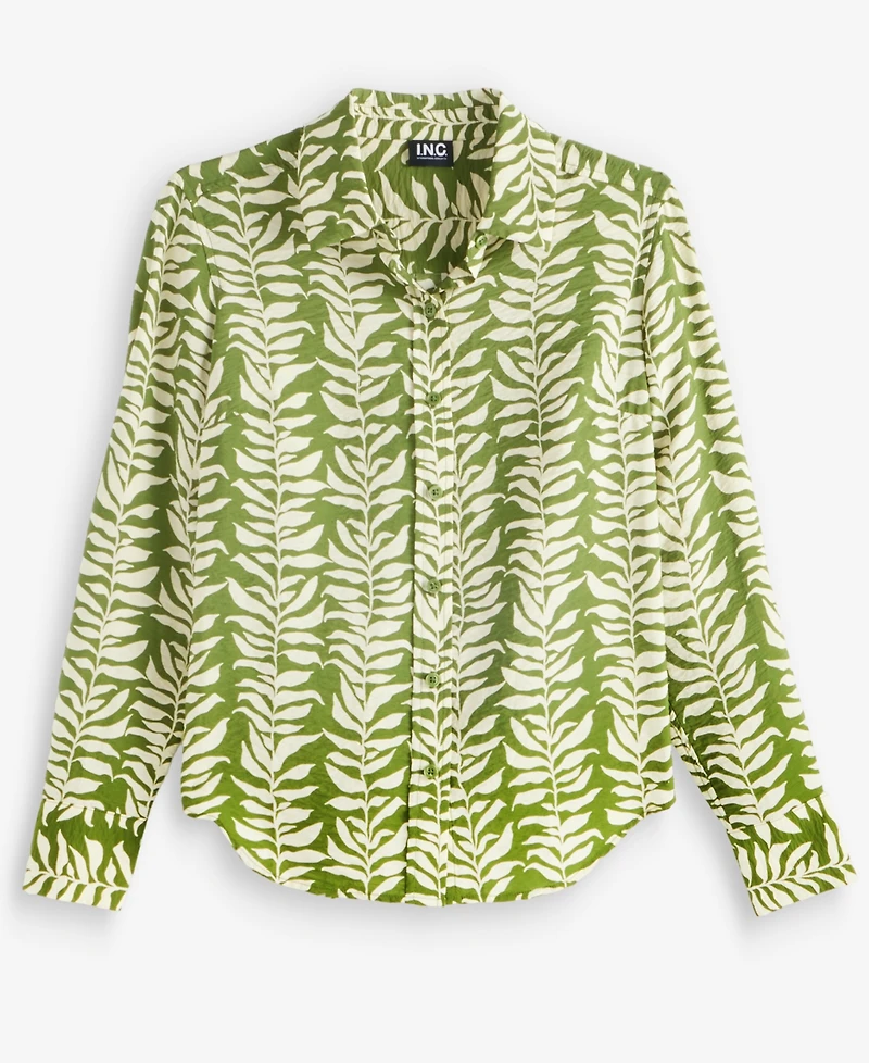 I.n.c. International Concepts Petite Printed Long-Sleeve Button-Front Blouse, Macy's Exclusive