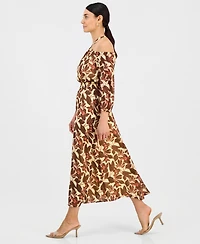 I.n.c. International Concepts Petite Printed Halter Smock-Waist Maxi Dress, Macy's Exclusive