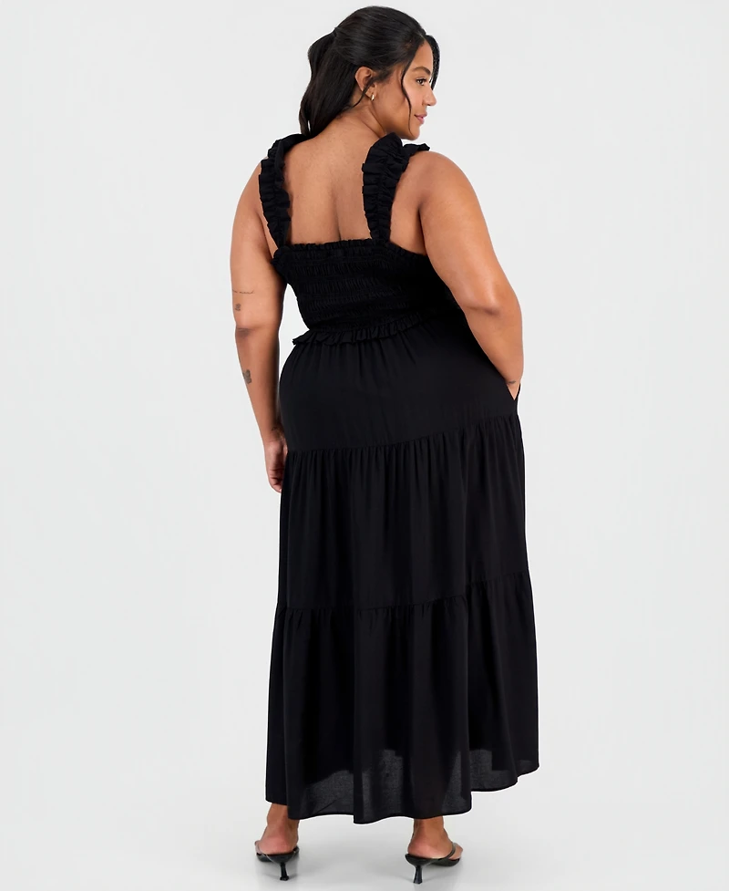 Full Circle Trends Plus Smocked Bodice Sleeveless Maxi Dress