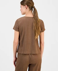 Anne Klein Essentials Petite Button-Front Blouse