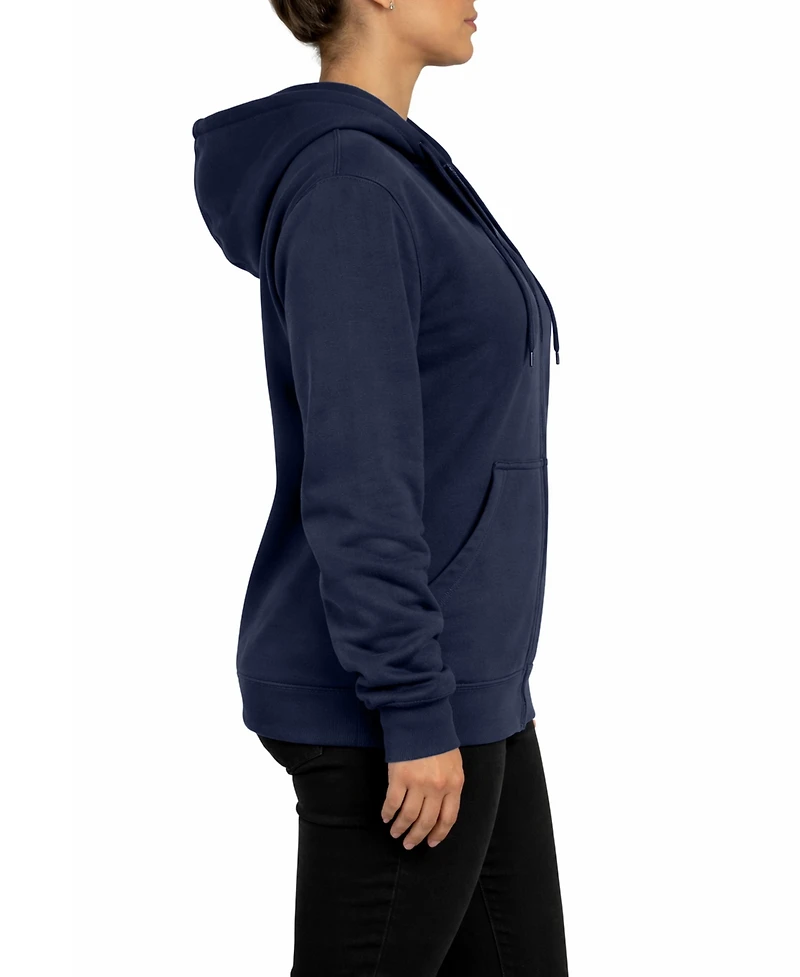 Galaxy By Harvic Women's Blue Ice Loose Fit Super Heavyweight Fleece Lined Full-Zip Hoodie