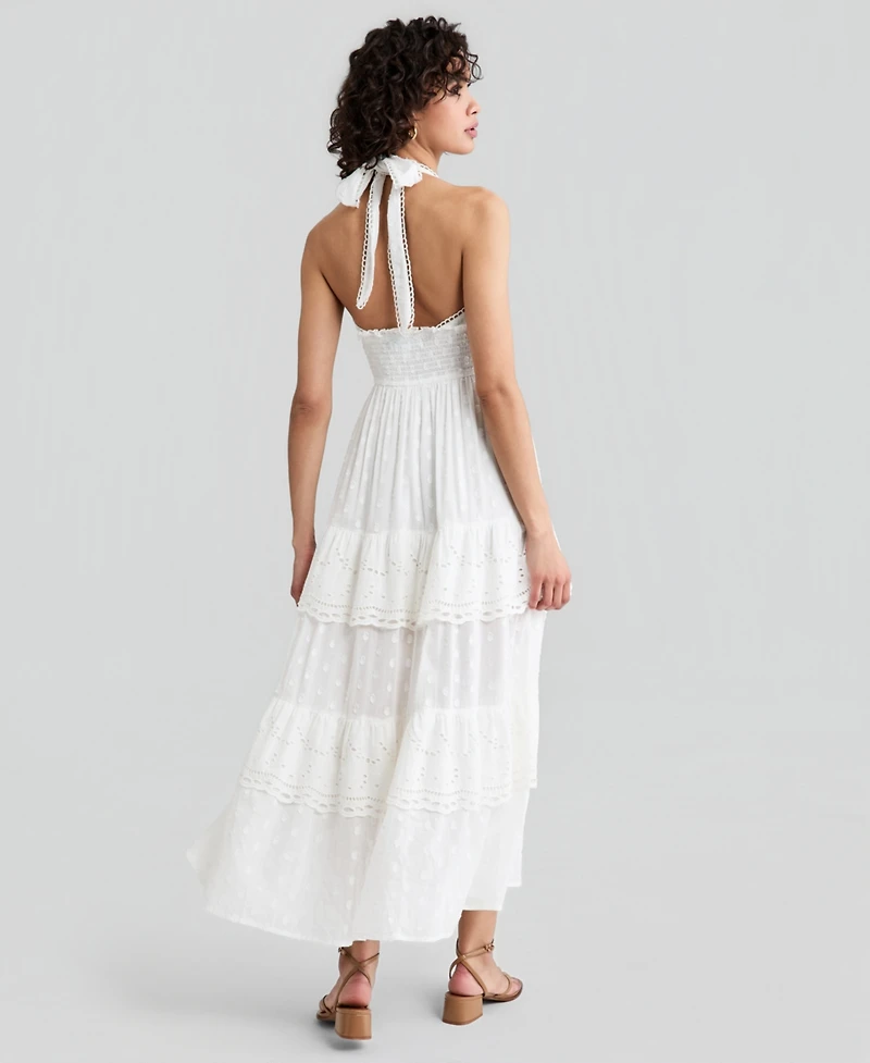 And Now This Women's Cotton Halter Tiered Maxi Dress, Macy's Exclusive
