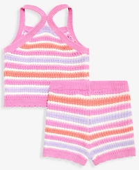 First Impressions Baby Girls' 3M-24M Cotton Striped Crochet Top & Shorts, 2-Piece Set, Macy's Exclusive