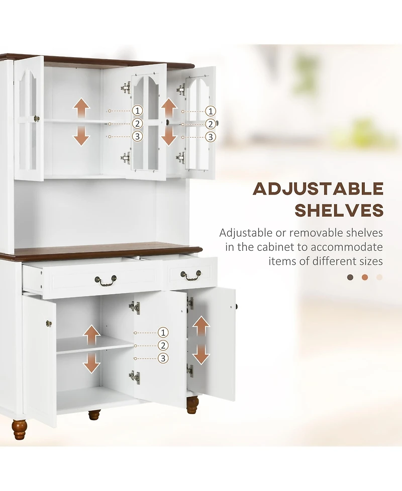 Homcom Dining Room Kitchen Hutch Storage Cabinet with Antique Details