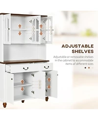 Homcom Dining Room Kitchen Hutch Storage Cabinet with Antique Details