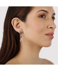 American West Jewelry Sterling Silver Rhodonite Teardrop Double Loop Gemstone Earrings