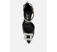 London Rag Onkana Diamante Brooch Kitten Heel Sandals Women