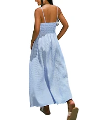 Cupshe Women's Pucker Striped Maxi Beach Dress