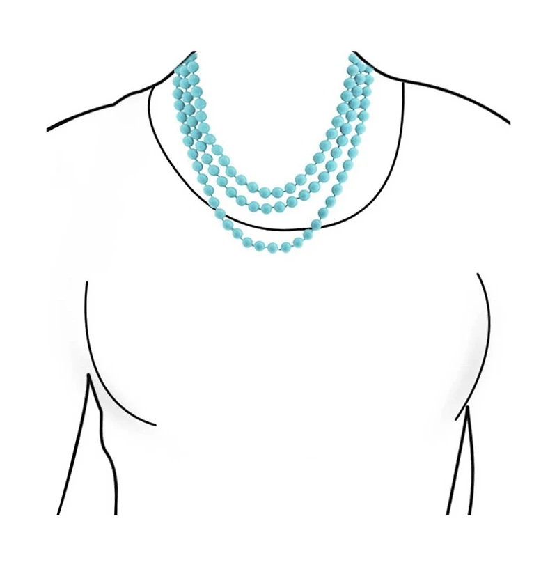 Bling Jewelry Classic Western Style 10MM Round Ball Bead Endless 70 Inch Long Strand Double Triple Wrap Layer Synthetic Blue Turquoise Necklace