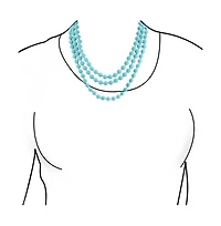 Bling Jewelry Classic Western Style 10MM Round Ball Bead Endless 70 Inch Long Strand Double Triple Wrap Layer Synthetic Blue Turquoise Necklace