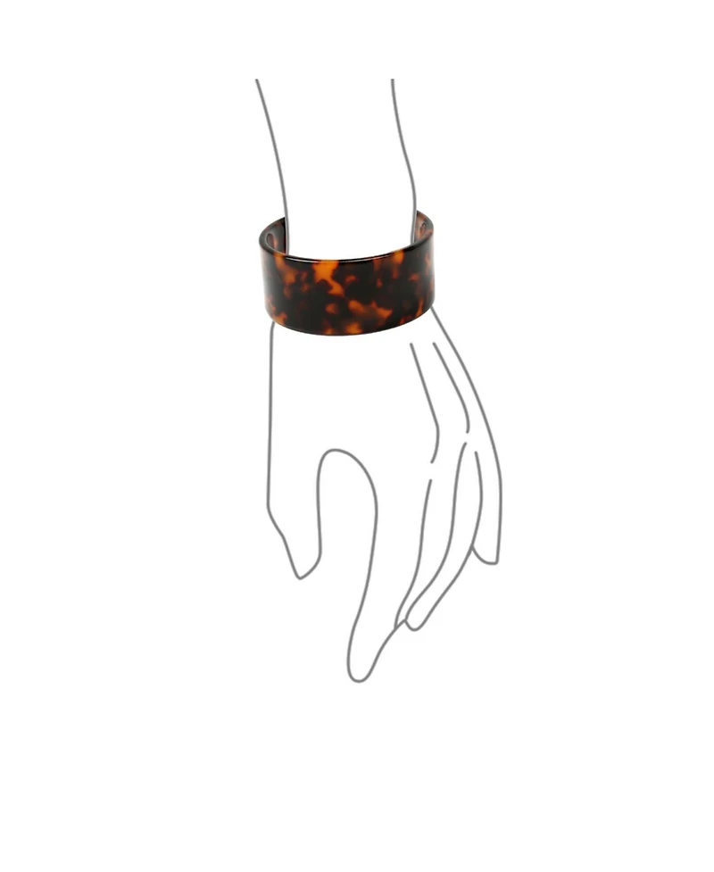 Bling Jewelry Fashion Statement Brown Golden Acrylic Marbled Leopard Tortoise Shell Wide Cuff Bangle