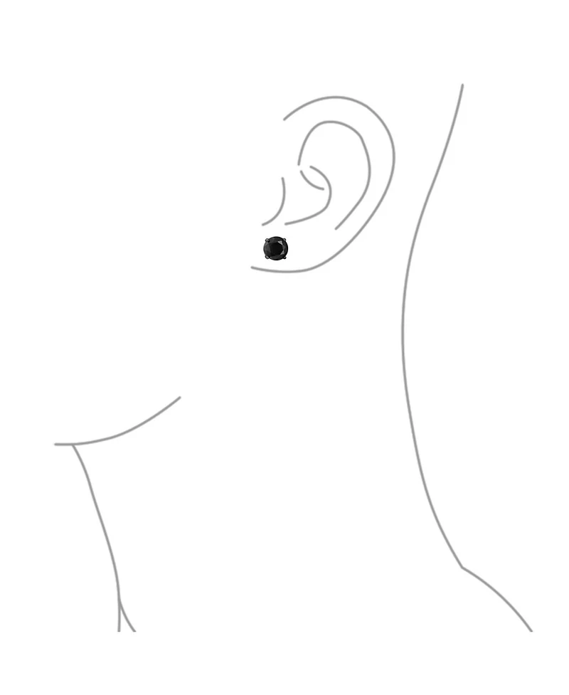 Bling Jewelry Black Round Solitaire Cubic Zirconia Stud Earrings Cz Screw back Plated Sterling Silver