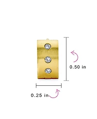 Bling Jewelry Channel Set 3 Row Cubic Zirconia Cz Wide Mini Hoop Huggie Earrings Silver Black Rose Yellow Gold Plated Steel Stainless