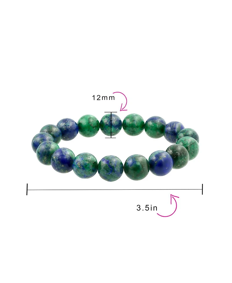 Bling Jewelry Natural Stones Multi Color Big Round Bead 12MM Strand Stackable Stretch Bracelet