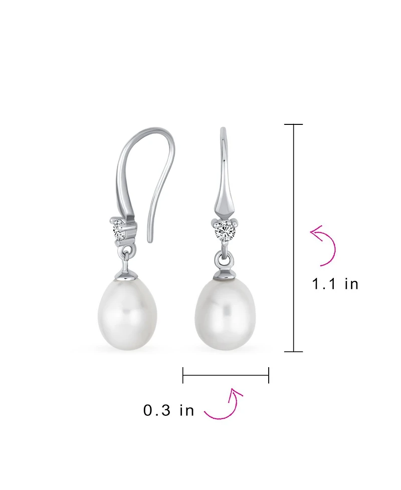 Bling Jewelry Simple White Pear Freshwater Pearl Teardrop Dangle Earrings Sterling Silver